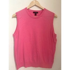 J.Crew Jackie Cotton Sleeveless Shell Knit Top Shirt, Bright Pink, Size XL